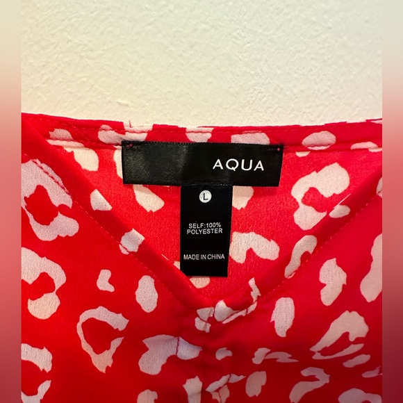 Aqua Ruched Drawstring Leopard Print Top - Picture 4 of 4